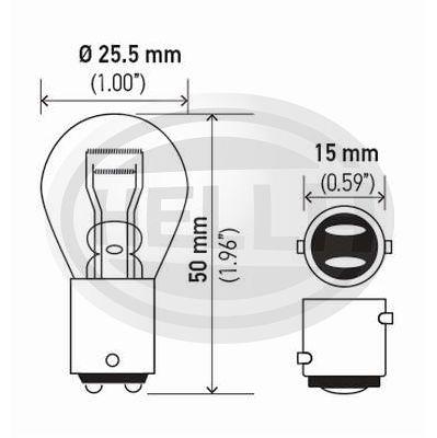 LÂMPADA HELLA 7537-1034 2 POLOS 21/5W PINO DES 24V