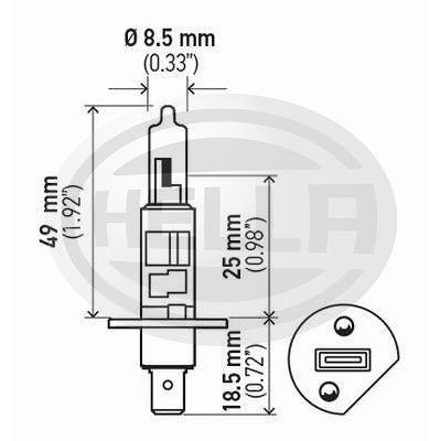 LÂMPADA HELLA H1 P14.5S 55W 12V