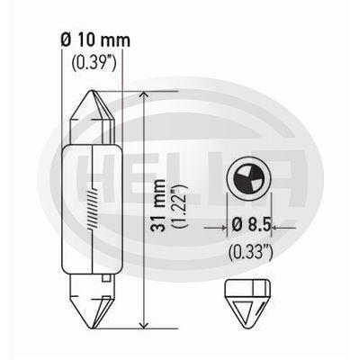 LÂMPADA HELLA6429 TORPEDO GRANDE 41MM 10W11X41 24V