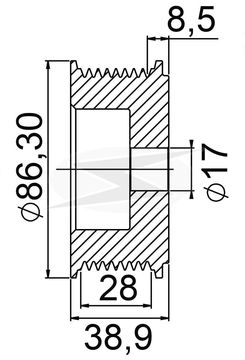 POLIA ALTERNADOR 8 CANAIS JOHN DEERE 3520 3522