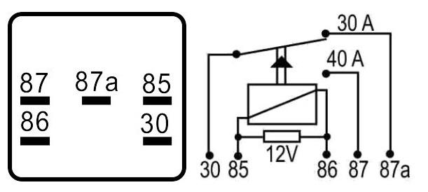 RELÉ AUXILIAR REVERSOR TERMINAIS AGULHA 40/30A 12V