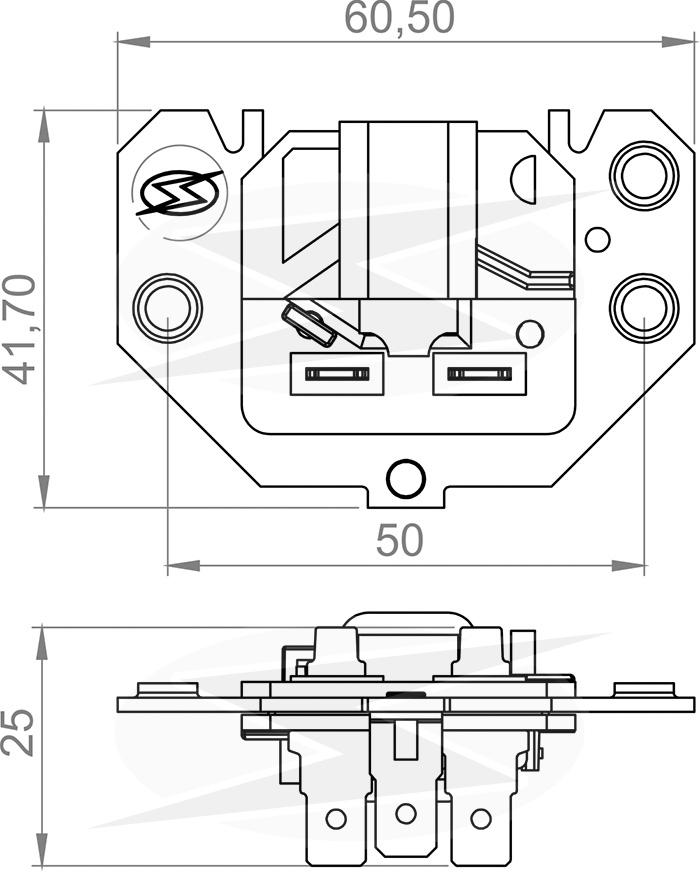 PORTA ESCOVA ALTERNADOR 2 ESC BOSCH K1 MB 55A 12V